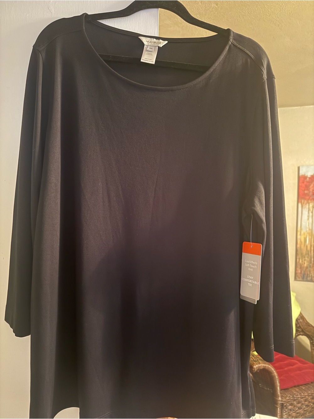 Multiples Basics Black 3/4-Sleeve Women's Top